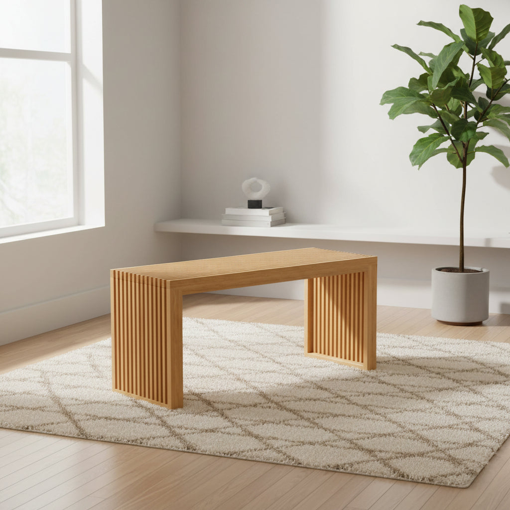 APRTAT Bamboo Dining Bench, 35 Inch Farmhouse Decor Indoor