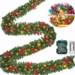 Remote Control 18 FT Extra Long Prelit Christmas Garland with 480Thick Bran