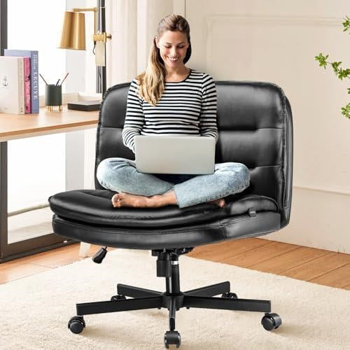 EXRACING Criss Cross Chair with Wheels Armless Cross Legged Office Chair