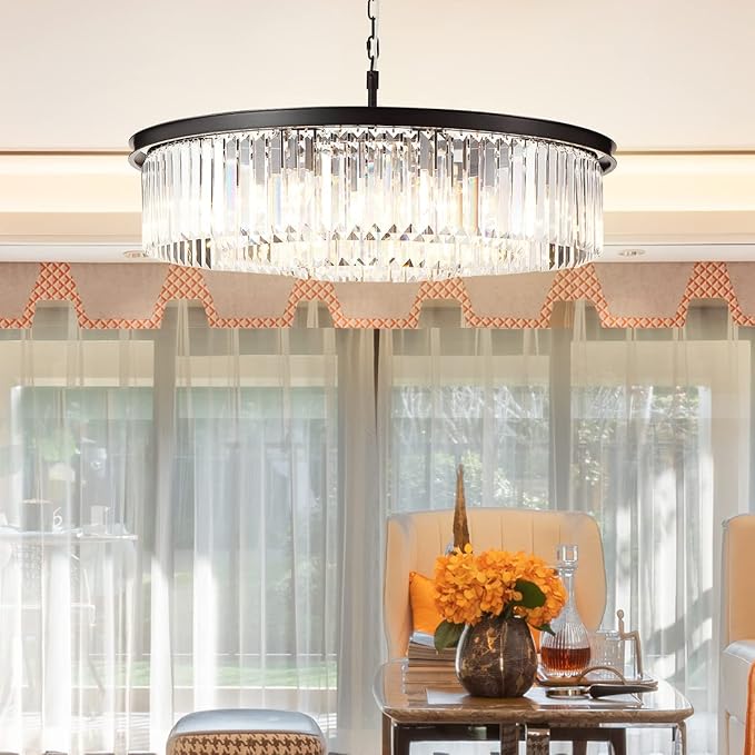 Black Large Crystal Chandelier Modern Luxury Chandelier Ceiling Lights