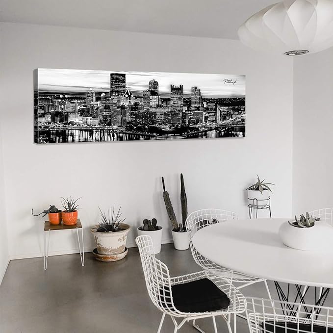 Pittsburgh Skyline Wall Art Black and White City