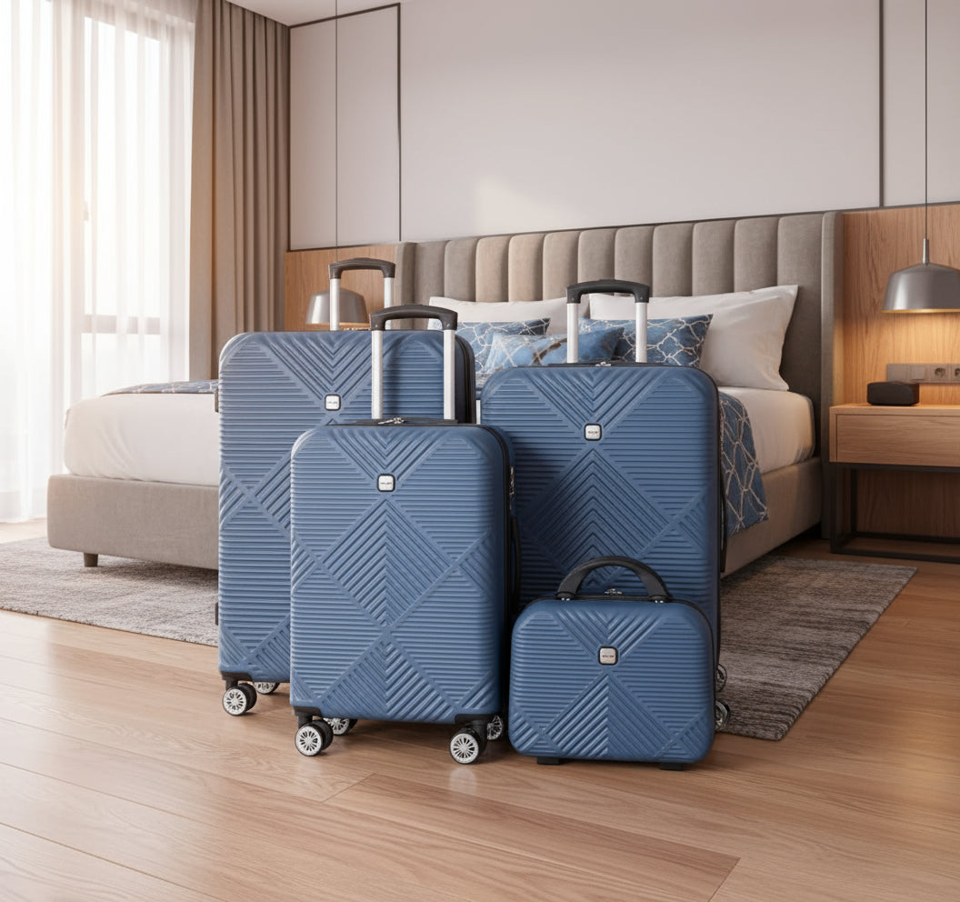Luggage 4 Piece Set, Hardshell ABS Suitcase Set with Double Spinner Wheels