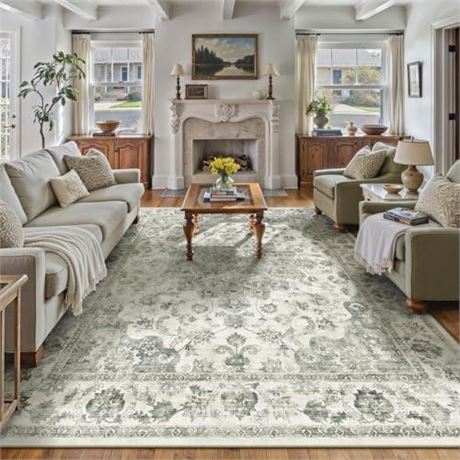 LIVING ROOM WHITE AND GREEN RUG