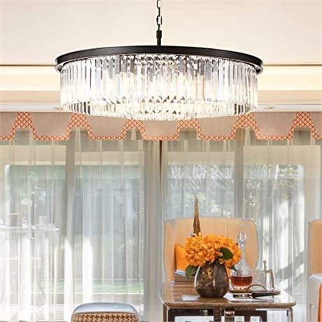 BLACK LARGE CRYSTAL CHANDELIER