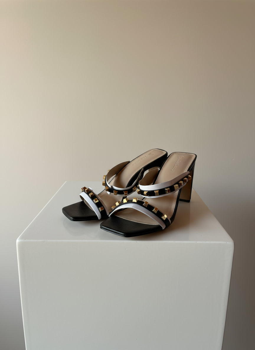 AVERY BLACK STUDDED HEELS