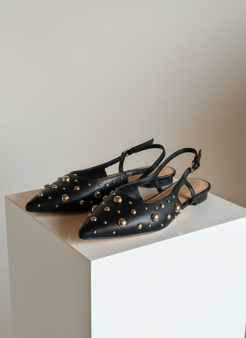 TAMMIE BLACK STUDDED HEEL