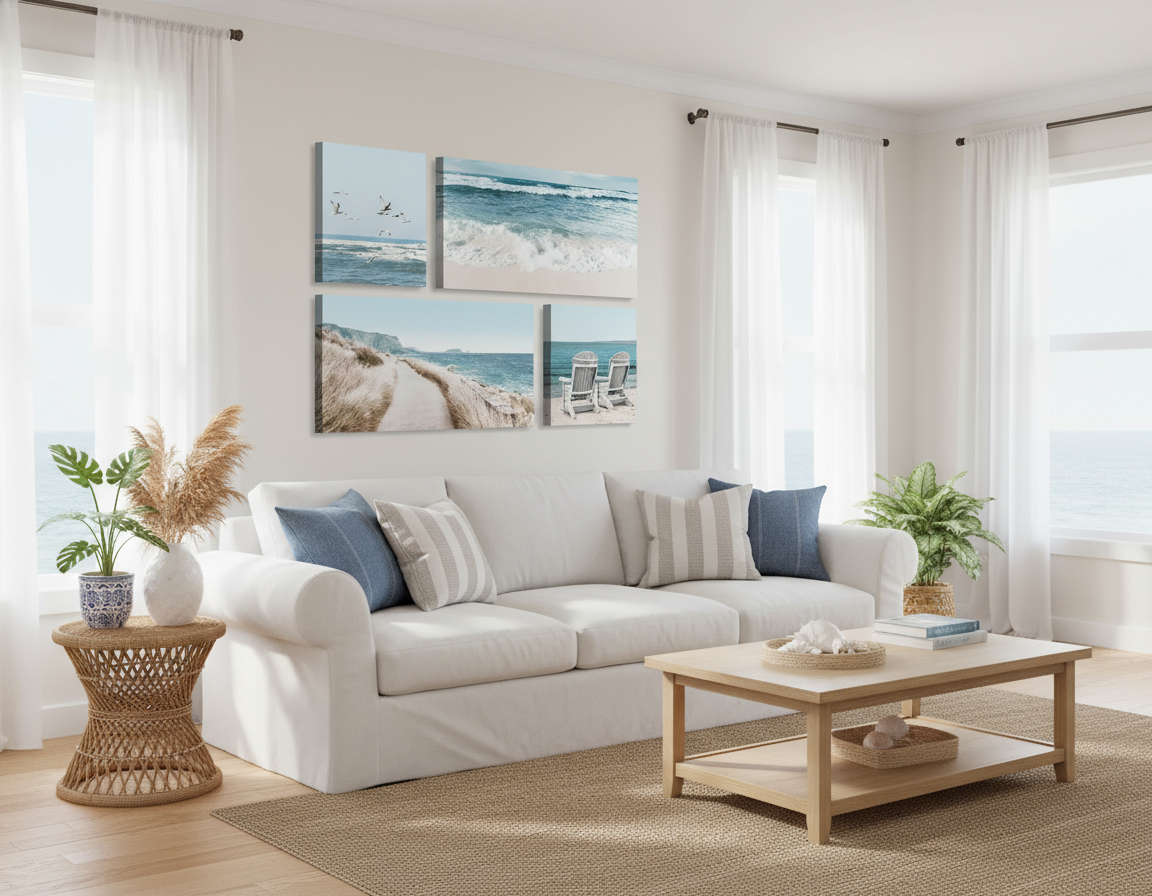 Coastal Beach Canvas Wall Art set