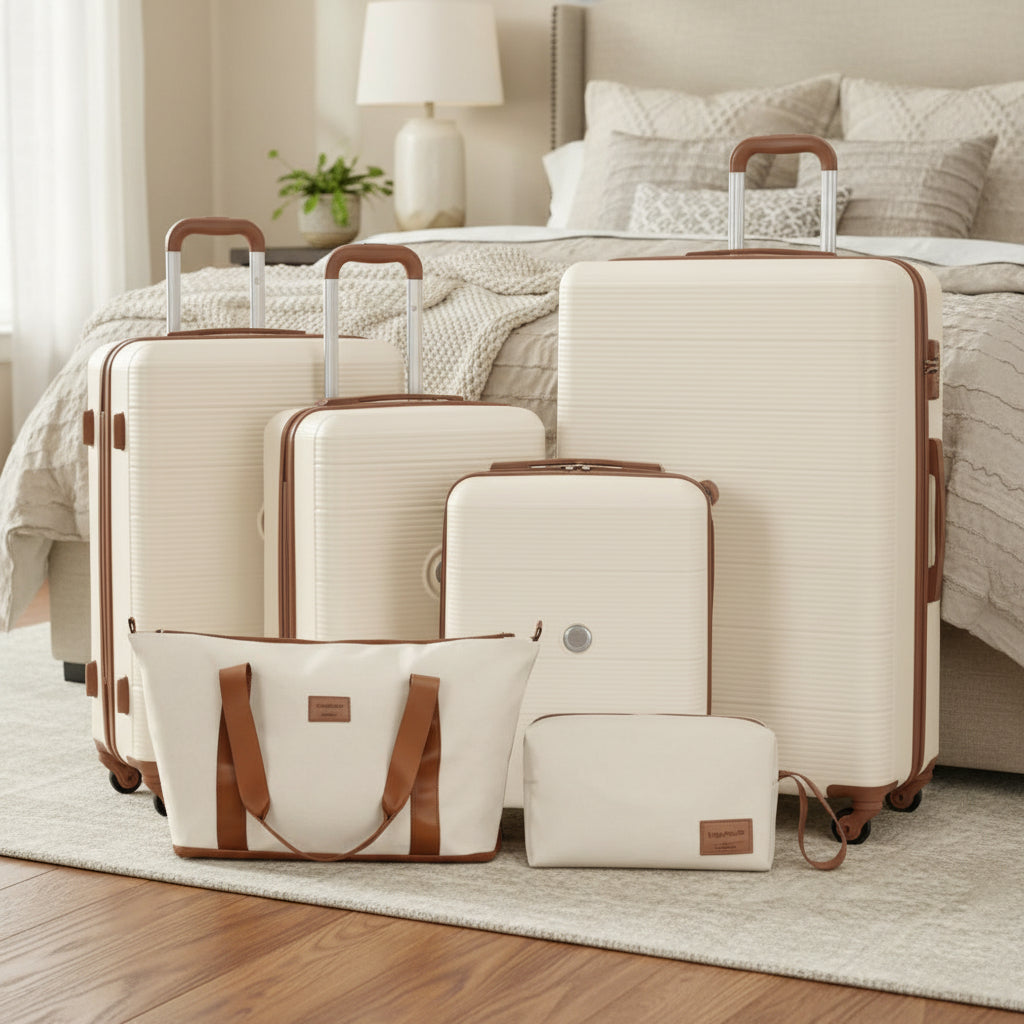 Travelhouse 6 Piece Hardshell Luggage Set Hardside Lightweight Suitcase