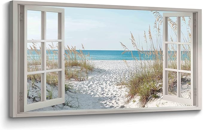 Beach Window Wall Art Canvas