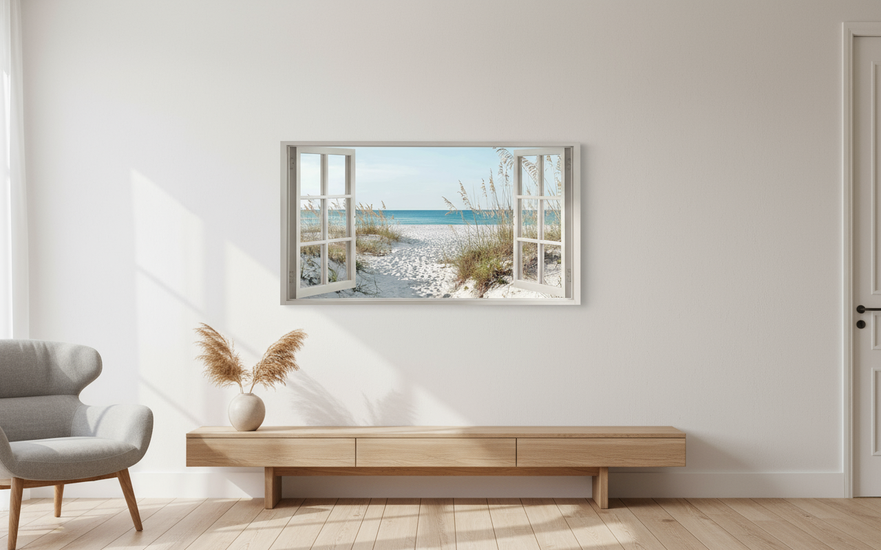 Beach Window Wall Art Canvas