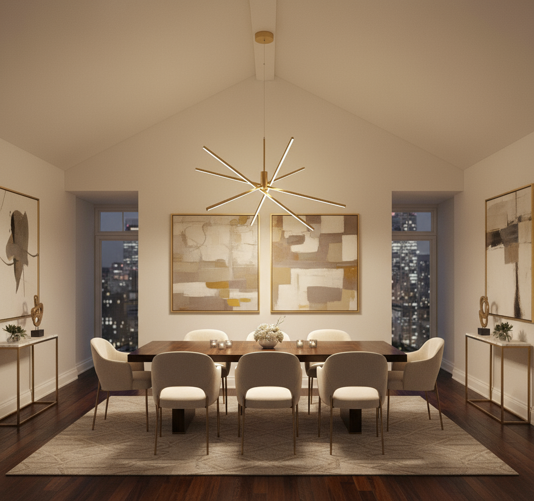 Gold Chandelier 47” Big High Ceiling