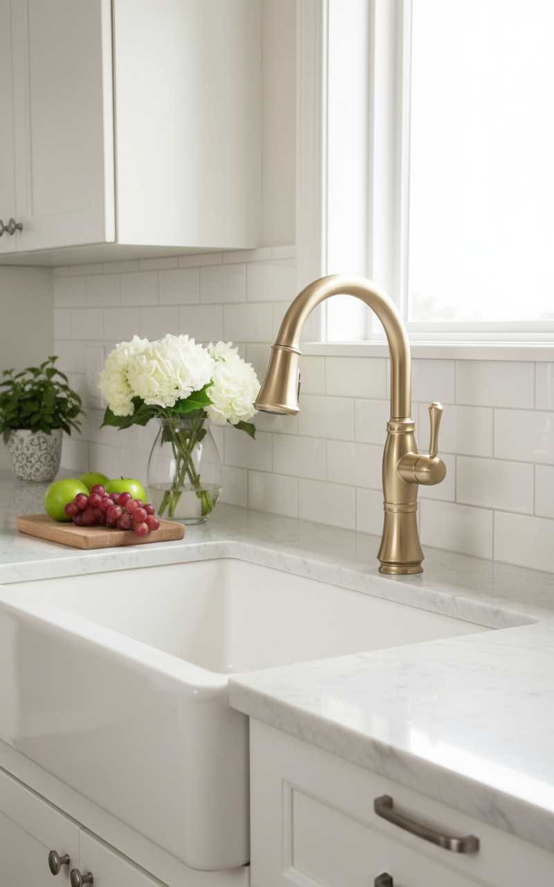 Delta Faucet Cassidy Gold Kitchen Faucet
