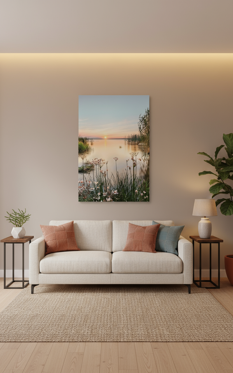 Lake Canvas Landscape Wall Art sunset scene